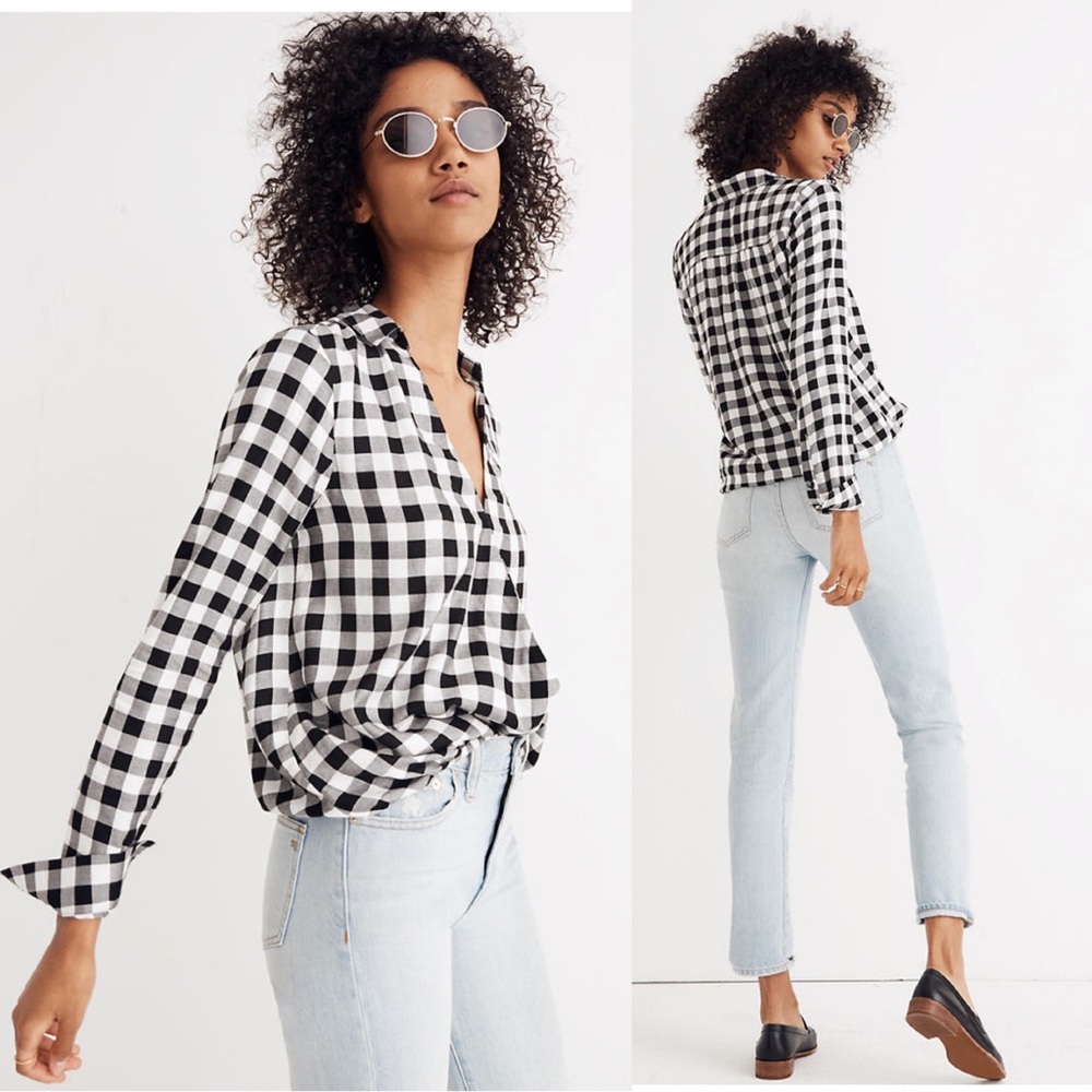 Madewell Wrap-Front Shirt in Buffalo Check